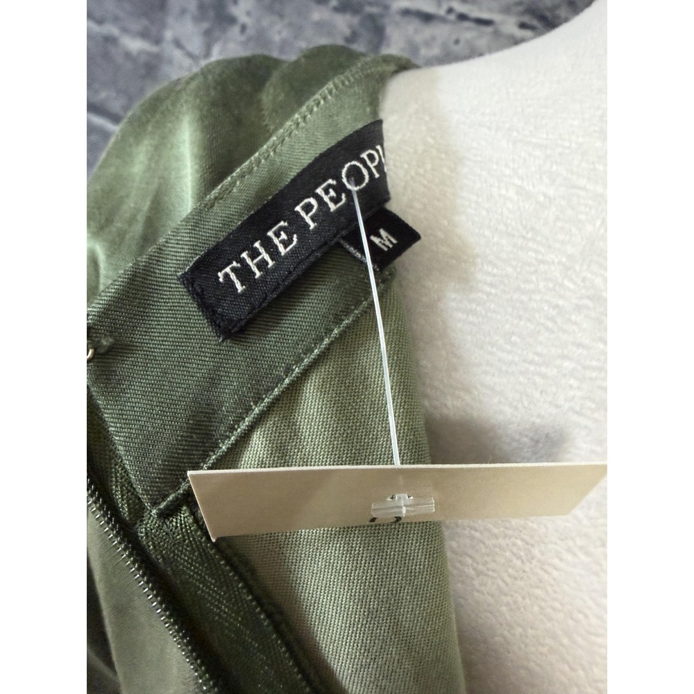 THE PEOPLE'S Womens‎ M Olive Green Maxi Shift Dress Drawstring Waist 3/4 Sleeve - Picture 6 of 14